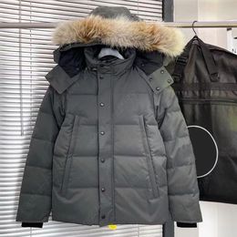 Men Down Jacket Luxe Wyndham Goose Feather Coat Designer Wolf Fur Canadese winddichte jas Winter Fashionable Outdoor Parka Coat