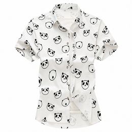 Hommes Dr Chemise Blouses Tops 2023 Été Mignon Panda Drôle Imprimer Camisas Elegantes Para Hombre Couple Vêtements Lâche Streetwear q7ER #