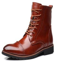 Bottes d'habillement Boots de la cheville Bottises pour les hommes Top Fahion Chaussures Vintage Brogue Motorcycle Chaussures ZY8267228434