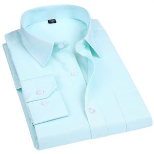 Vestido de hombre Camisa de manga larga Nuevo diseñador de moda Ropa masculina sólida de alta calidad Camisas de negocios en forma Blanco Azul Negro 4XL253q