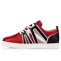 Hommes chaussures habillées bas rouge plat sneake cuir de veau grainé caoutchouc fin lacets sport