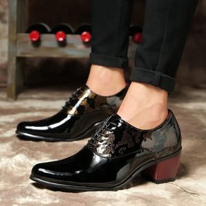 Men Dress Shoes Fashion Patent Leather Men Formal Shoes Luxury Brand Business Office Weding Footwear Men High Heel Shoes 240407