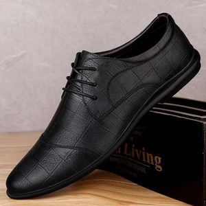 Men Dress Shoes Lace Up Genuine Leather Luxury Fashion Groom Boda para el estilo italiano al aire libre Oxford 240407