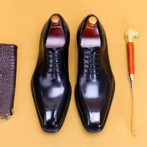 Men Dress Shoes Oxfords Echt lederen Italiaanse formele schoenen voor man Party Classic Black DA69