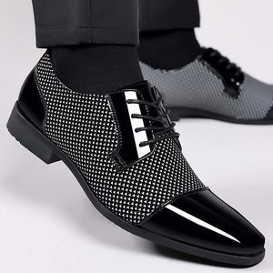 Hommes habillés classiques à la tendance pour oxfords pu lacet up Formel Black Le cuir de mariage Party Party MAL