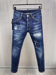 Men DSQ2 Coolguy Jeans Classic Jeans Hip Hop Rock Moto Mens Design scheurde noodlijdende Skinny Denim Biker DSQ2 Jeans 885