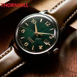 mannen aarde wijzerplaat designer horloges 40mm Hoge kwaliteit lederen band saffier armband waterdicht Watch190U