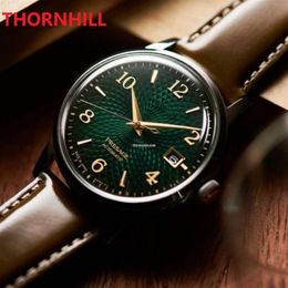 mannen aarde dial designer horloges 40mm Hoge kwaliteit lederen band Saffier armband waterdicht Wristwatch305z