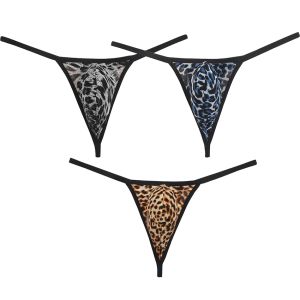 Hommes élastique reliure string léopard Tangas Hombre maillot de bain brésilien string tongs posant Bluge poche Micro Bikini pantalon