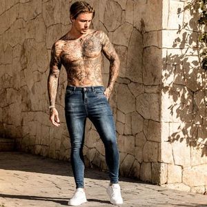 Mannen Elastische Skinny Jeans 2021 Effen Kleur Stretch Potlood Broek Streetwear Heren Blauw Zwart Denim Jeans Jogging Cowboy Broek2848