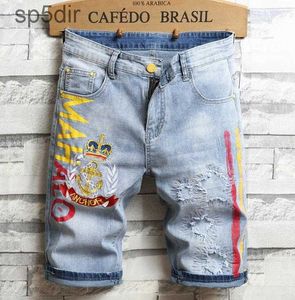 Bordado Bordado Blue Jeans Shorts Denim diseñador de verano Insignia para hombres Patckwork blanqueado letras grandes de tamaño grande parches pantalones cortos pantalones 312 so4e