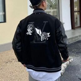 Hommes broderie Varsity veste unisexe mode surdimensionné Hip Hop Baseball vestes en cuir manches Hi Street coupe ample Letterman manteau vêtements d'extérieur yh8