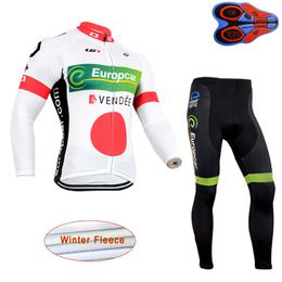 Hombres EUROPCRA Team ciclismo jersey traje Invierno térmica polar manga larga bicicleta trajes Más cálido al aire libre ropa deportiva bicicleta de carretera uniforme S21033022