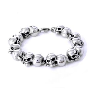 Mannen Overdreven Pulseras Titanium Stalen Schedel Armbanden Polsbandjes Bangle Hoge Gepolijst Trendy Sieraden Punk Brace kant