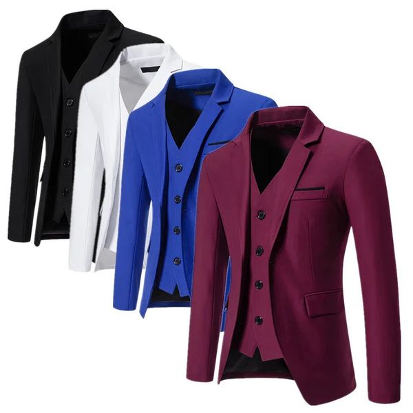 Hommes faux deux pièces costume veste noir bleu Royal blanc mode hommes affaires sociale mariage bal robe de soirée Blazer manteau 240201