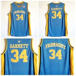 Hommes Farragut Kevin Garnett High School Basketball Jerseys 34 Moive Blue Color Chemise respirante pour les fans de sport Pure Cotton University Top / Haute qualité en vente