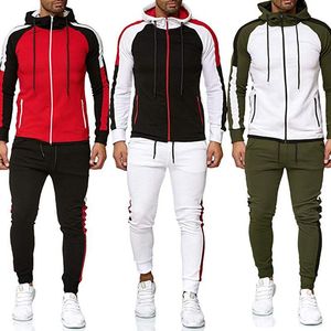 Mannen mode 2 stuk trainingspak set 2020 herfst winter rits jas en joggingbroek sportkleding man jogger outfit splice sportschool pak