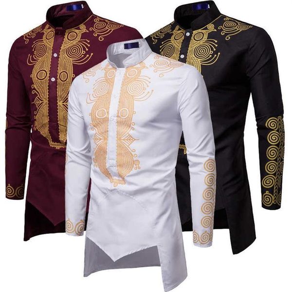 Hommes mode afrique vêtements longs pulls Robe africaine vêtements Hip Hop Robe Africaine décontracté monde Appar X0602236J