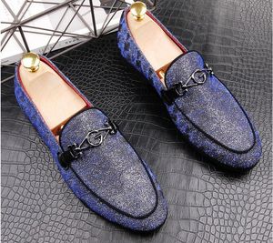 Mannen Mode Blauw Casual Loafers Lente Herfst Puntschoen Tassels Slip op Sneakers Mannelijke Ademend Crystal Recreatie Schoenen