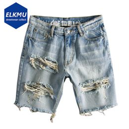 Hommes mode trou cassé Hip Hop Denim Shorts été Streetwear Harajuku déchiré jean Shorts décontracté pantalon court pantalon 240327