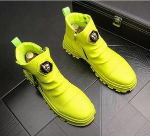 Mannen Mode Toevallige Enkellaars Herfst Punk Stijl Trend Schoenen Mannelijke Lederen Hoge Top Hip Hop Sneakers Wit zwart