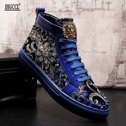 Men Fashion Casual enkellaarzen Spring herfst Rivets Luxury merk High Top Sneakers mannelijke punkstijl schoenen