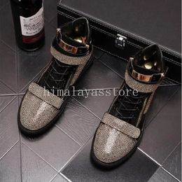 Mannen Mode Casual Enkellaarsjes Lente Herfst Hoge Top Strass Luxe Designer Sneakers Mannelijke Jeugd Trending Schoenen