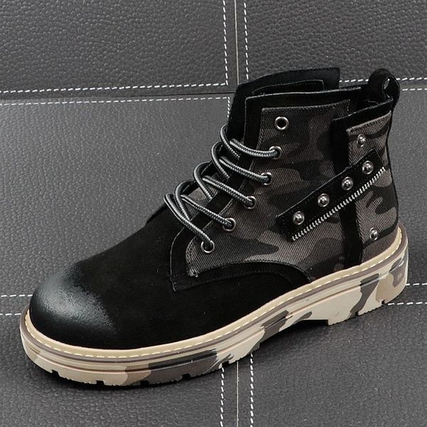 Hommes mode décontracté bottines printemps automne Camouflage militaire bottes mâle luxe Designer chaussures Botas Hombre