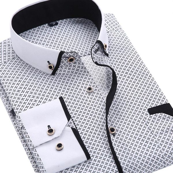 Camisa estampada de manga larga informal a la moda para hombre, vestido de negocios Social para hombre, ropa de marca suave y cómoda 321z