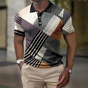 Fashion Fashion Casual Stripe 3D Polo Polo surdimension Sport Sport à manches courtes Tops S5XL 240417