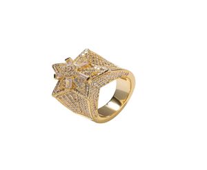 Men Fashion Copper Gold Silver Color Verbatte hoogwaardige ijs uit CZ Stones Ring For Men Jewelry7113239