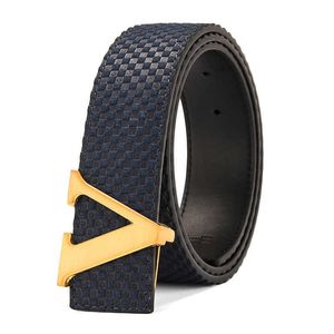 Hommes créateur de mode ceinture lumière luxe lettre V boucle lisse femmes ceinture en peau de vache jeunesse affaires pantalons décontractés ceinture largeur 3.8cm