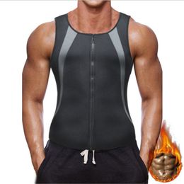 Mannen Mode Fitness Gym Neopreen Sauna Zwetende Taille Trainer Body Shaper Afslanken Pak Gewichtsverlies Rits Vest