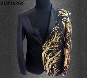 Men Fashion Jacket Singer Dancer Wear Sequins Male personalizado Stage Blazer Prom Party Farty Bar Bar Star Concert Claschums Nightclub 1502633