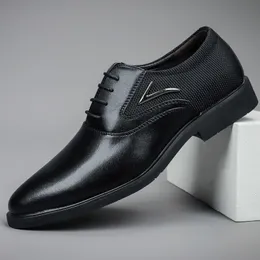 Men Fashion Leather Oxford Classic Style Dress Shoes White Black Caki Green Lace Up Formal Business Shoes