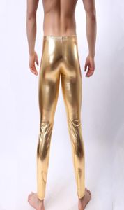 Men Fashion Leather Sexy Gold Silver Black Night Club Skinny Pants Mens Leggings Slim Compression Fitness pantalones para Man1men032270803