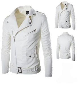 Men Fashion Pu Leather Jacket Spring herfst Nieuwe Britse stijl Men Lederen jas Motorfiets jas mannelijke jas zwart wit M3XL3238102