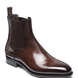 Mannen Mode PU lederen slip-on enkellaarsjes puntige neus lage hak schoenen mannelijke casual klassieke retro-stijl Chelsea TV809 211101
