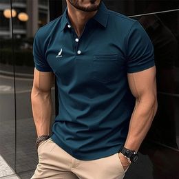 Men Fashion Slim Fit Sport Camiseta de solapa de manga corta 240423