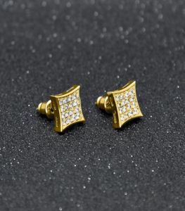 Men Fashion Square -oorbellen Cz Bling Micro Pave Cubic Zirconia Goud Zilver Earring Punk Hiphop Jewelry8839332