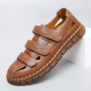 Men Fashion Summer Sandals Casual Leather Non-Slip Wear Resistant Breathable 5