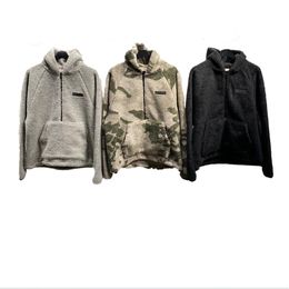 hommes mode épais polaire vestes d'hiver demi-zip sweat femme camouflage hommes demi-zip pull noir pull col rond poche laine hiver manteau veste de créateur