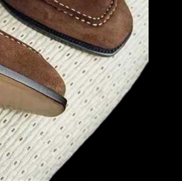 Men de mode mode Business Chaussures habillées décontractées à la main Brown en daim brun couture carrée couvercle carré portant des mocassins KU079 2111026537725