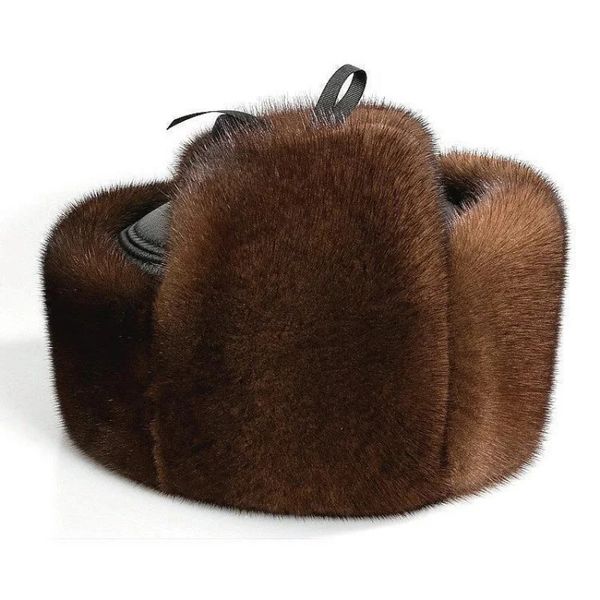 Hommes Mode Hiver Épaissir Chaud Bomber Chapeaux Fausse Fourrure Earflap Cap Mâle Personnes Âgées Papa Grand-Père En Cuir Souple En Peluche Russe Ski Chapeau 231225