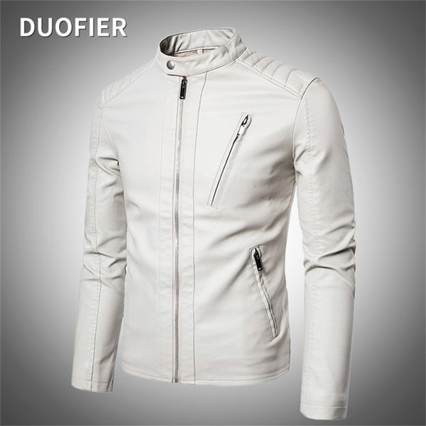 Hommes Faux Veste en cuir Moto Automne Vestes pour hommes Blanc Jaqueta de Couro Masculina Outwear Mâle PU Cuir Manteaux 5XL 211110