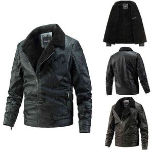 Hommes Faux Cuir Veste Moto Veste Hommes Coupe-Vent Col De Fourrure PU Vestes Mâle Outwear Chaud Biker Plus Velours Rétro Manteau Y1109