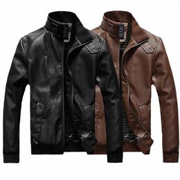 Mannen Kunstleer Jas Motorfiets Mannen Slim Fit Stand Kraag PU Jas Jaqueta De Couro Masculina Uitloper Mannelijke PU Leren Jas n4Lt #