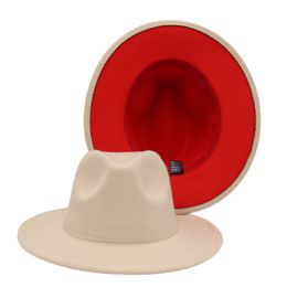 Hommes Fedoras unisexe Patchwork Fedora chapeau femmes bicolore large bord Jazz chapeau haut de forme automne hiver britannique rétro Panama chapeau casquette