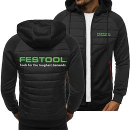 Men Festool Logo Hoodies Spring herfstjack Casual Sweatshirt Lange mouw Zipper Hoody Men's Jackets
