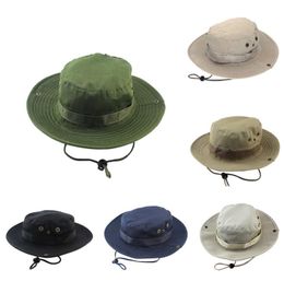 Mannen Fisherman Hat Wide Bravel Hoeden Effen Kleur Bergbeklimmen Caps Opvouwbare Outdoor Vissend Cap Sume Sunhat 6 Colors WMQ1076